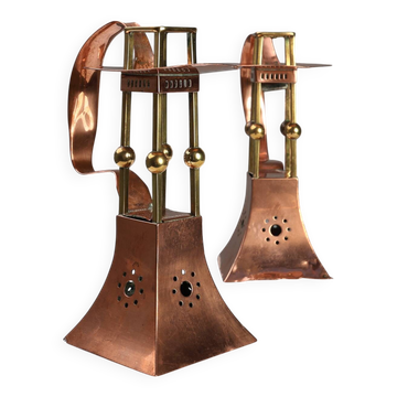 Pair of copper Table Candlesticks by Carl Deffner, Germany ca 1910