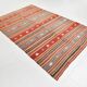 6x9 Red & Blue Striped Pattern Handmade Kilim Rug, 175x275Cm