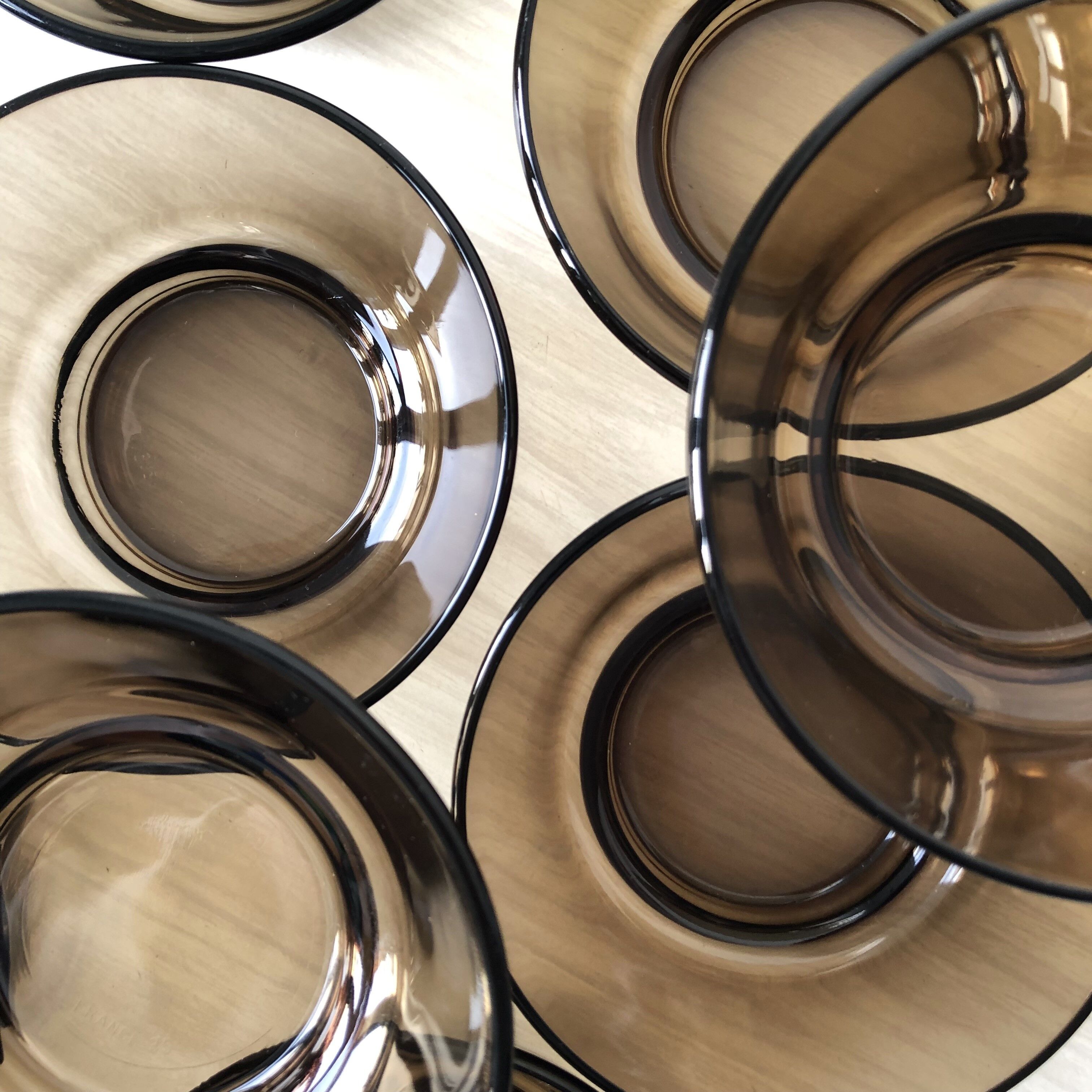 8 versatile smoked glass bowls or ramekins, vereco "jumbo" model