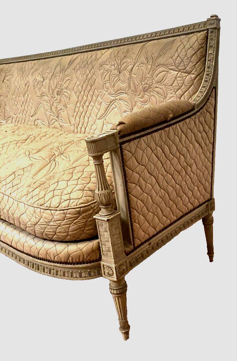 Louis XVI style bench in 20th century patinated beech