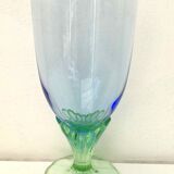 Blue green blown glass vase
