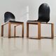 Chaises italiennes minimalistes en bois courbé des années 70, frêne et ébène