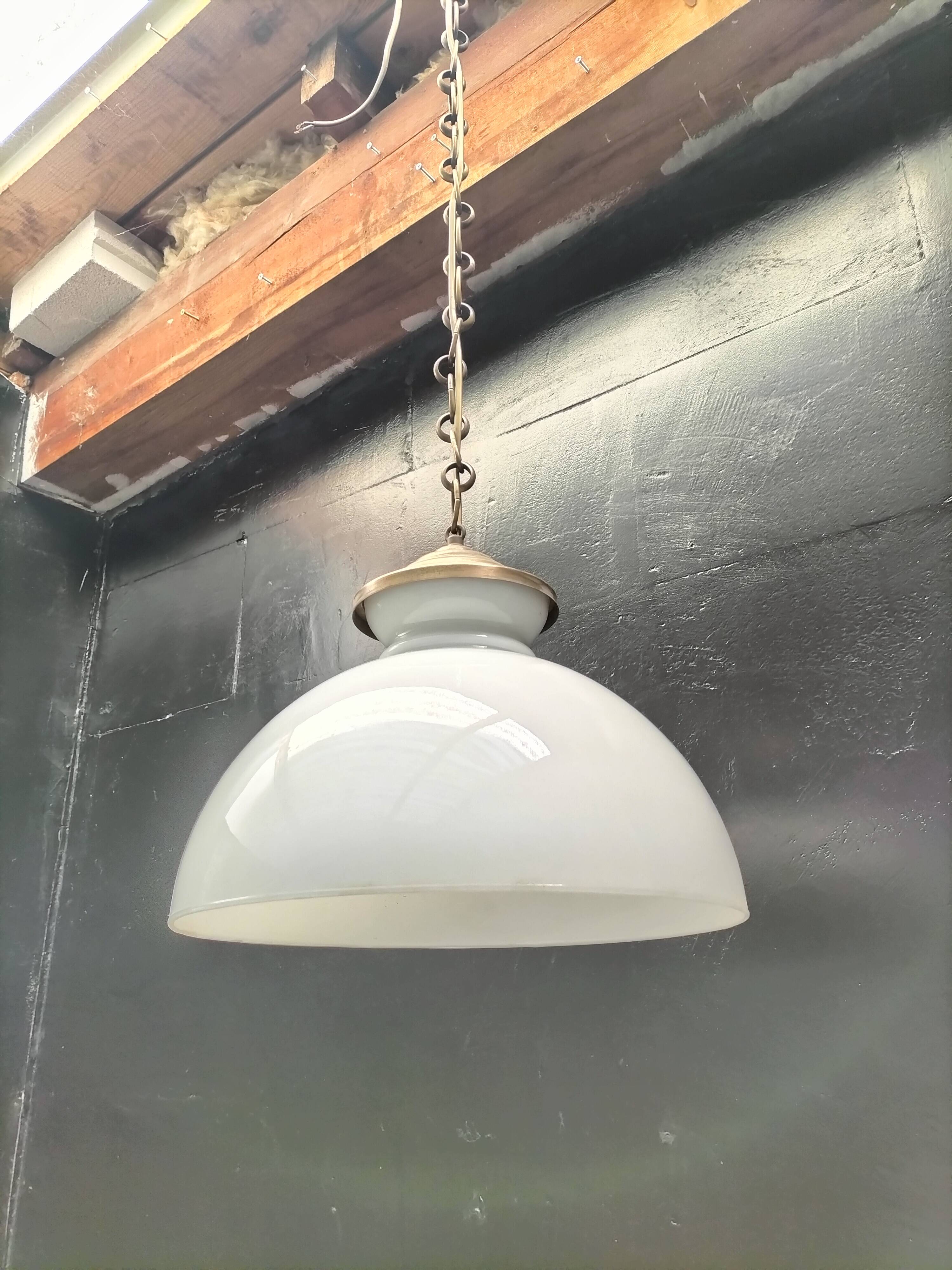 Large opaline pendant light