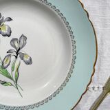 6 vintage white and green porcelain soup plates Iris Moulin des Loups "Sargosse" 1950s