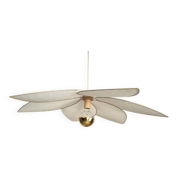 Aerial suspension, 6 petals in metal and white linen