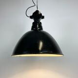 Lumière d’usine d’émail noir d’Allemagne de l’Est par Lbd Veb Leuchtenbau Dresden, années 1950