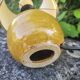 Handmade lamp in mustard glazed ceramic, vegetal lampshade