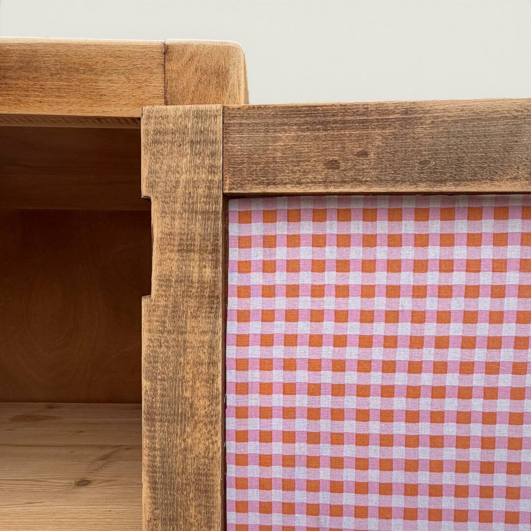 Parisian bonnetière wardrobe in raw wood, 1950.