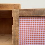 Parisian bonnetière wardrobe in raw wood, 1950.