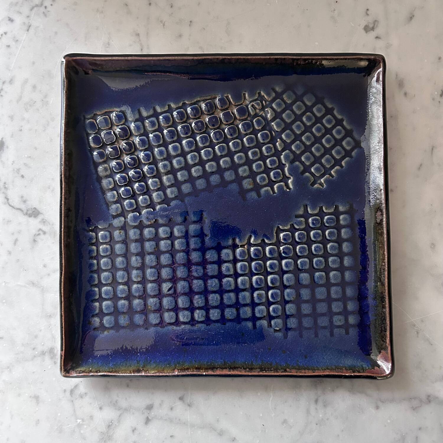 Navy blue stoneware catchall