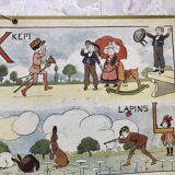 3 placards cartonnés 1920 alphabet des vacances ed bernard carant, dessins de la neziere, de a à z
