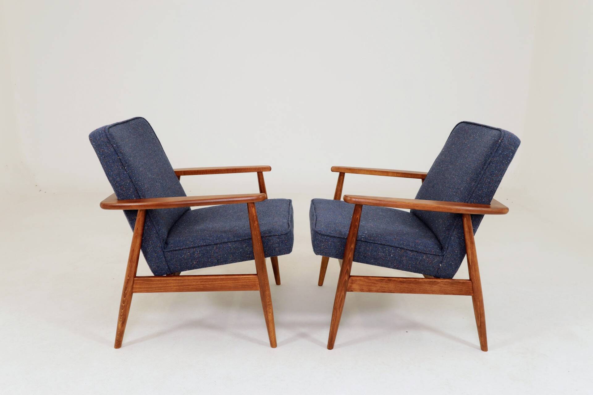 Two Mid Century Armchairs by M. Zieliński, Poland 1960, Navy Tweed