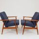 Two Mid Century Armchairs by M. Zieliński, Poland 1960, Navy Tweed