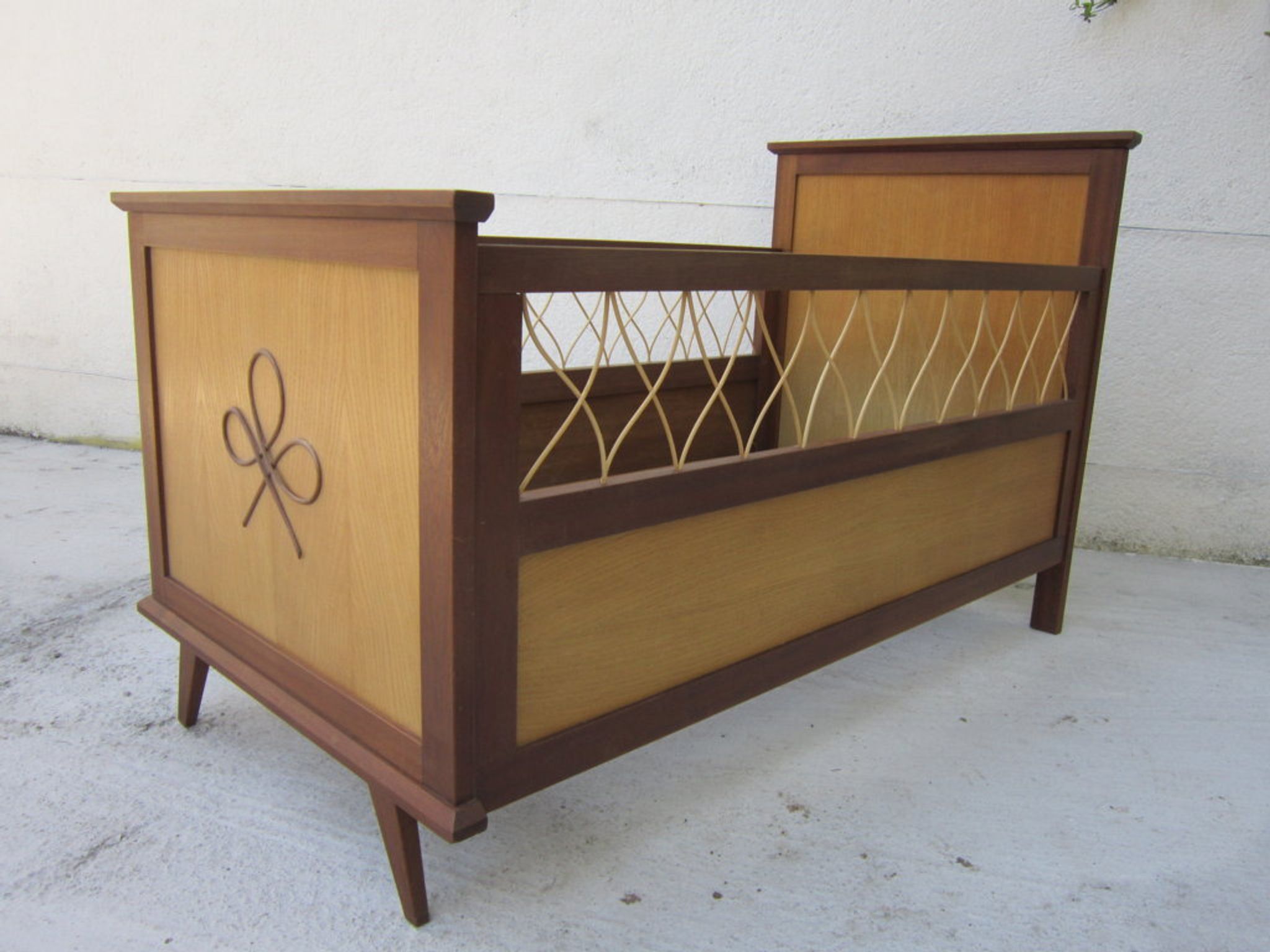 Wood and rattan child bed
