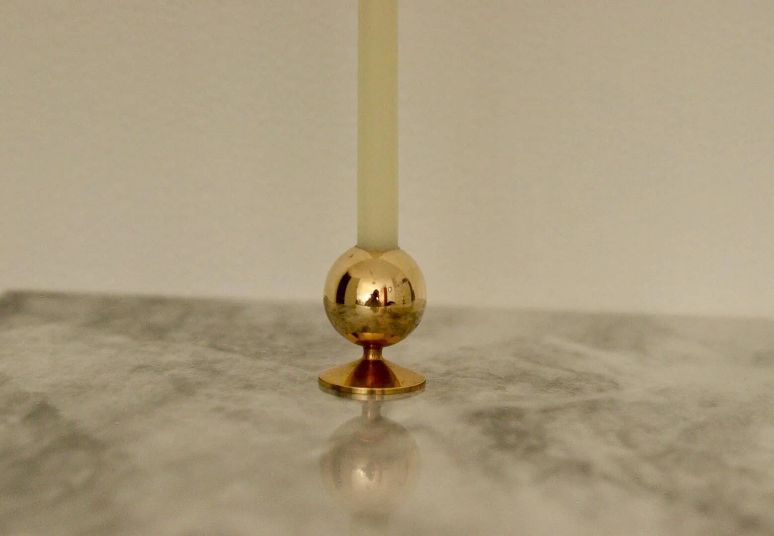 Pair of mid-century Swedish brass candle holders