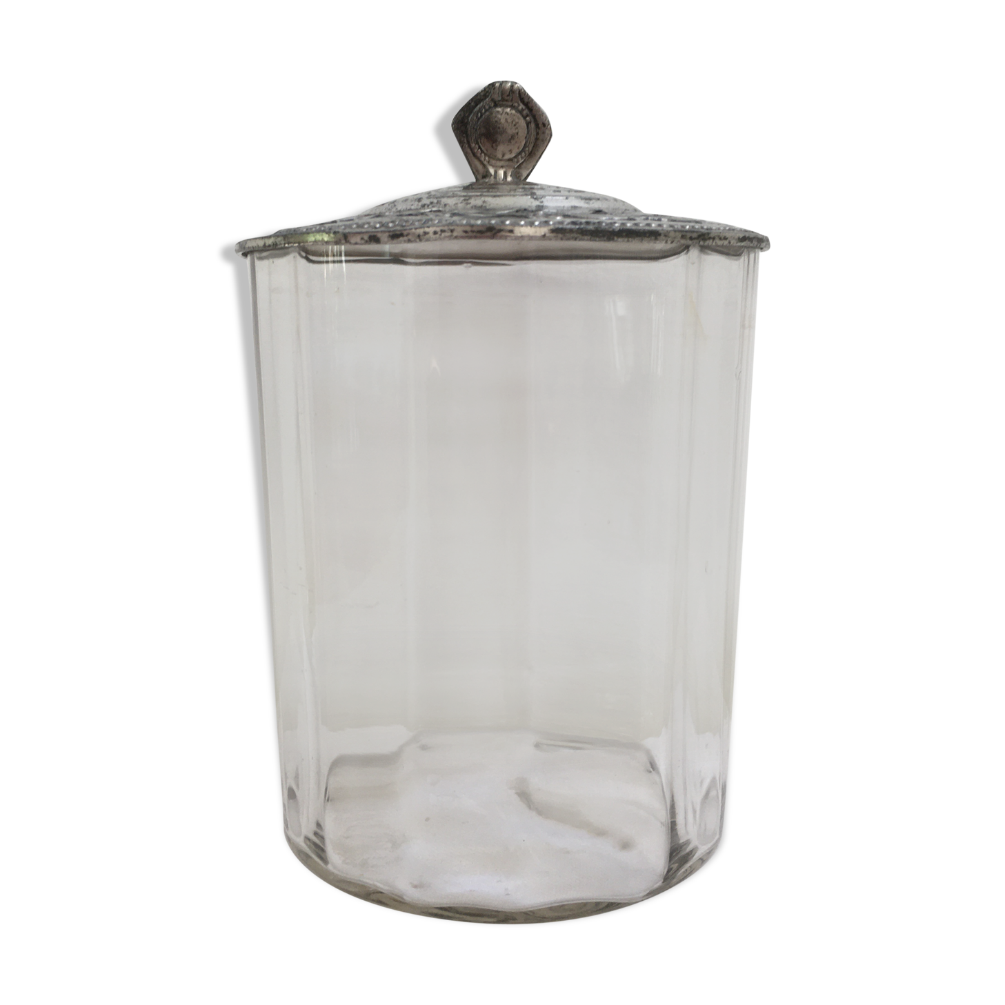 Old glass and silver metal candy