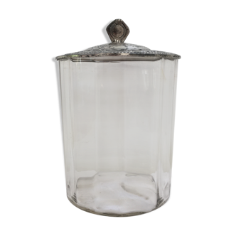 Bonbonnière ancienne en verre et métal argenté