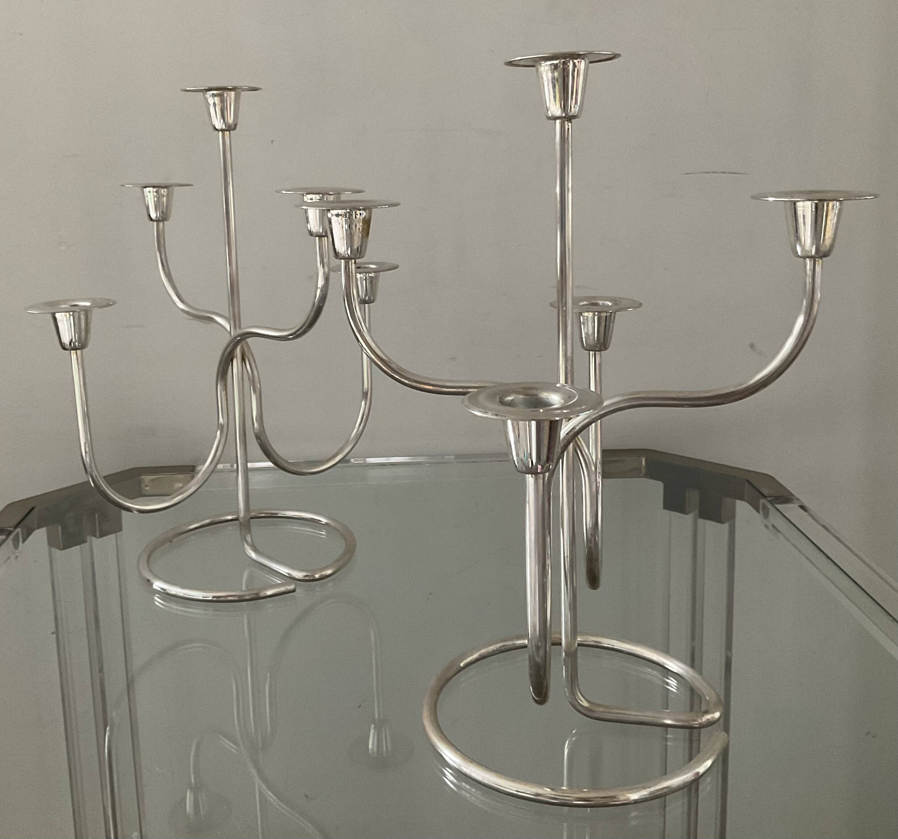 Pair of Tommy Larsen silver brass candlesticks from the 70s