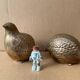 Pair of Art Deco copper quails