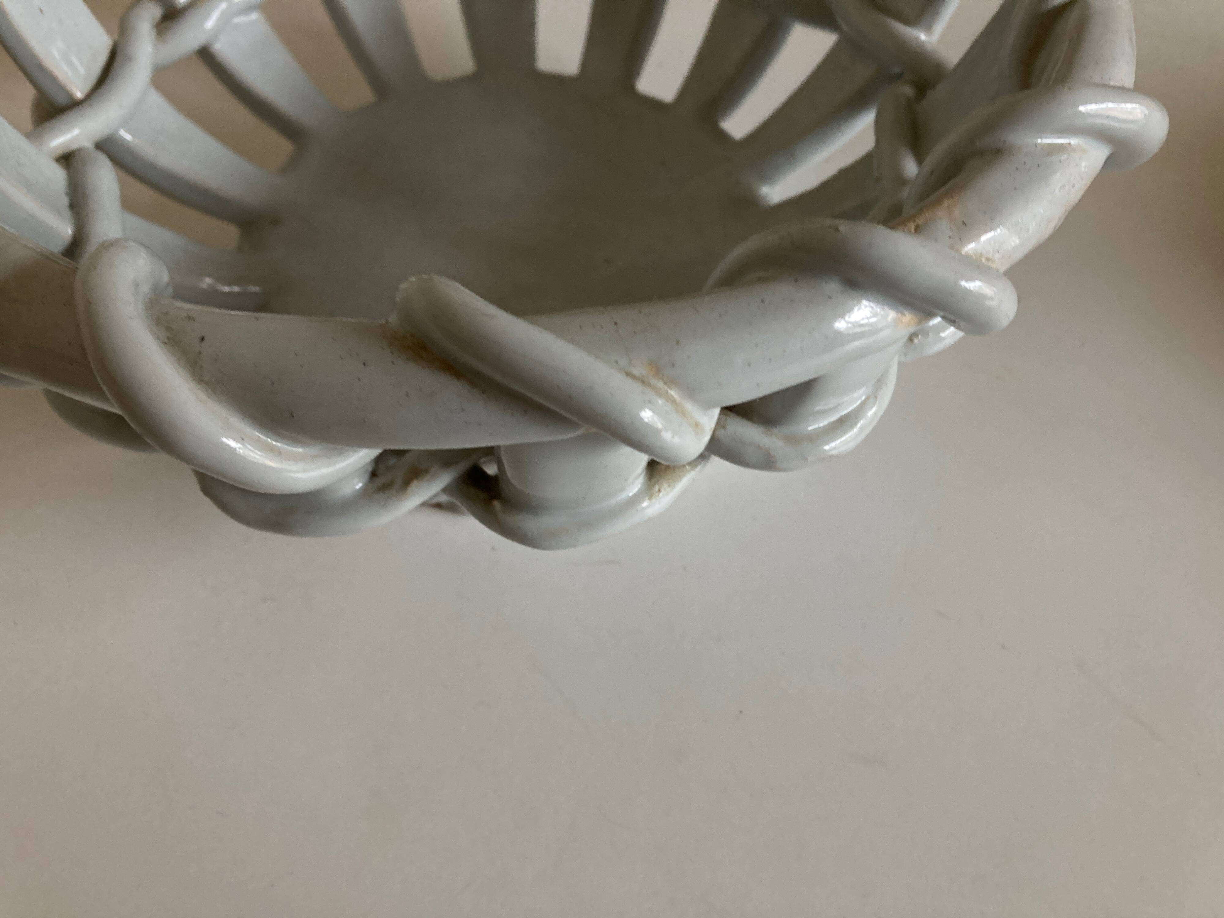 Woven basket in glazed earthenware centerpiece 1960 Provence