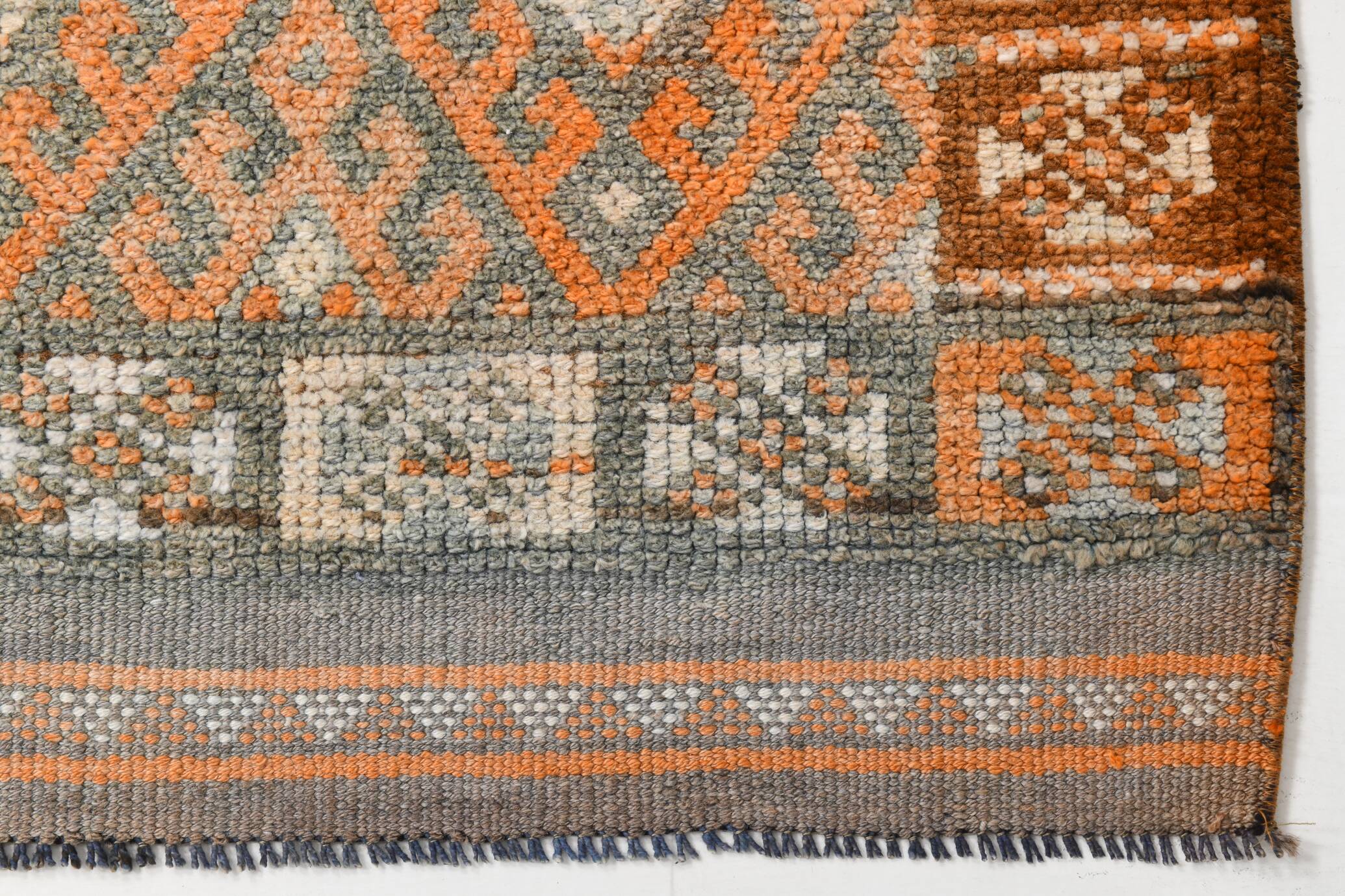 3x11 Orange Brown Tribal Turkish Vintage Runner Rug, 88x330Cm