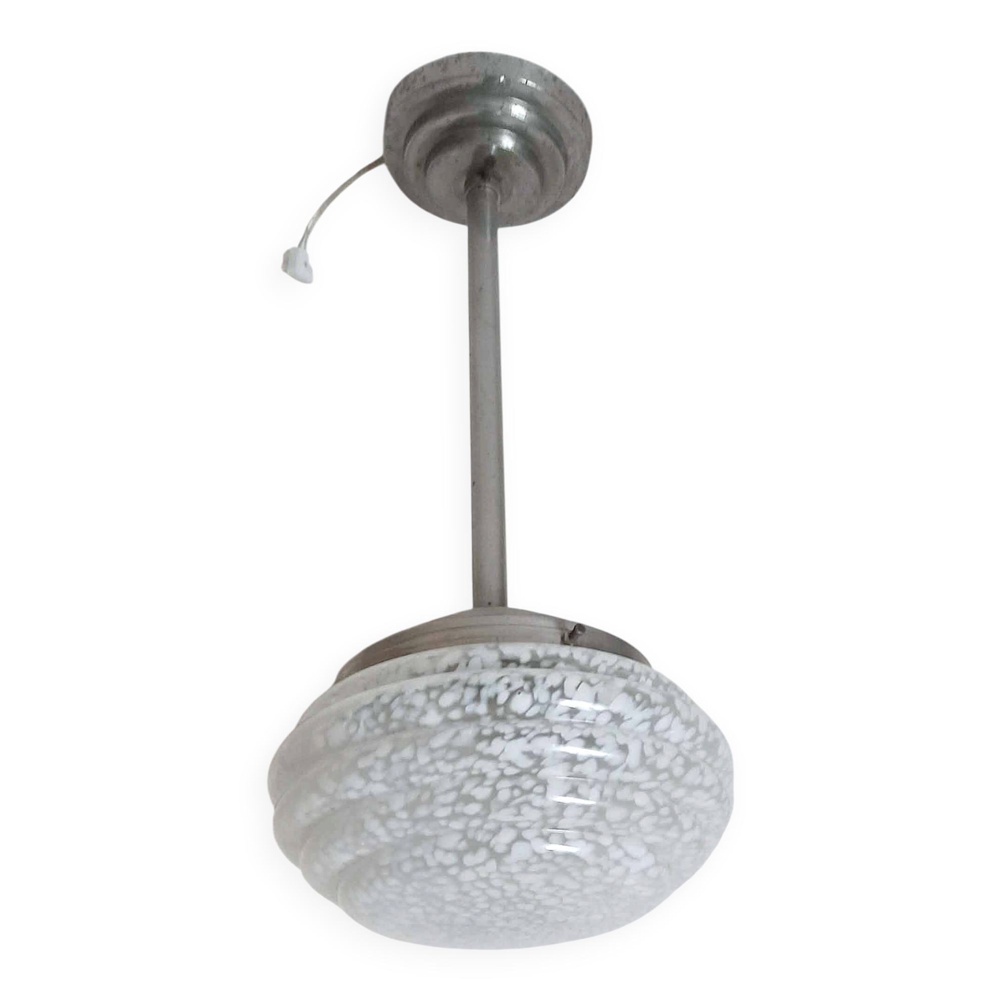 Art Deco Suspension Clichy Glass White Height 52 cm