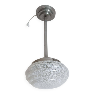 Art Deco Suspension Clichy Glass White Height 52 cm