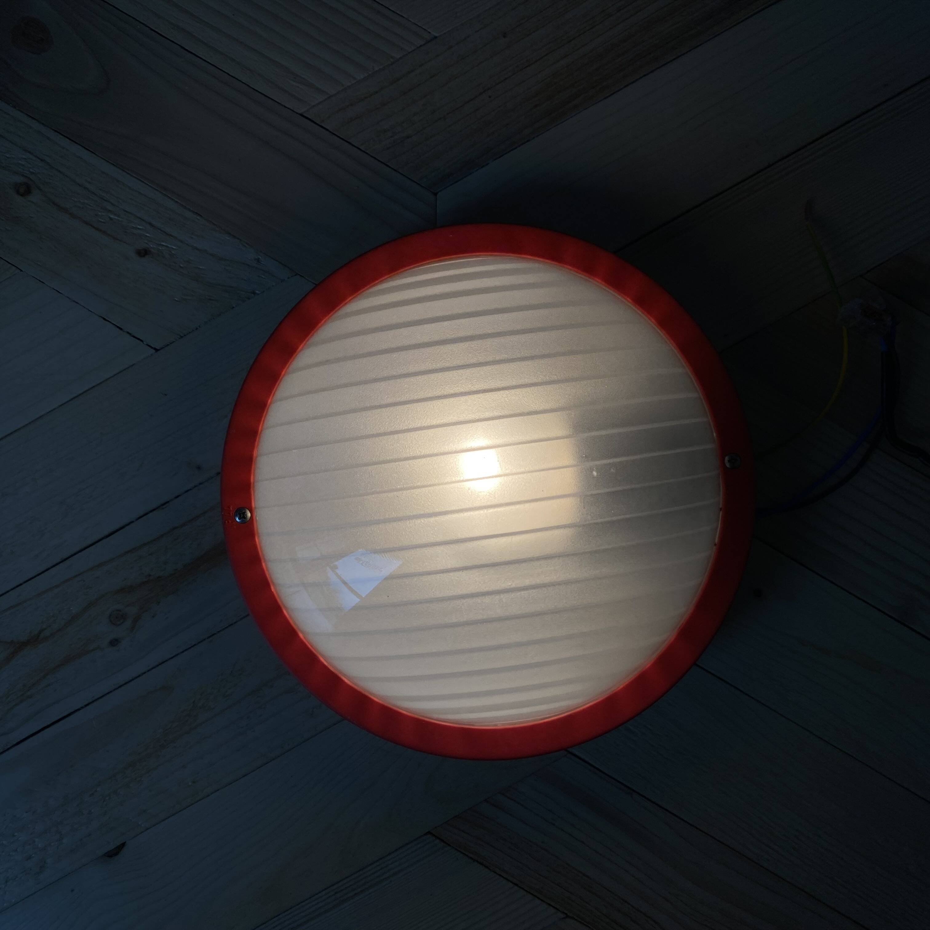 Wall light ceiling light porthole glass Prisma model Eko red LAMP-7441