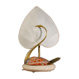 Table lamp, Cigno, made of steel and Nautilus shells, by Antonio Pavi