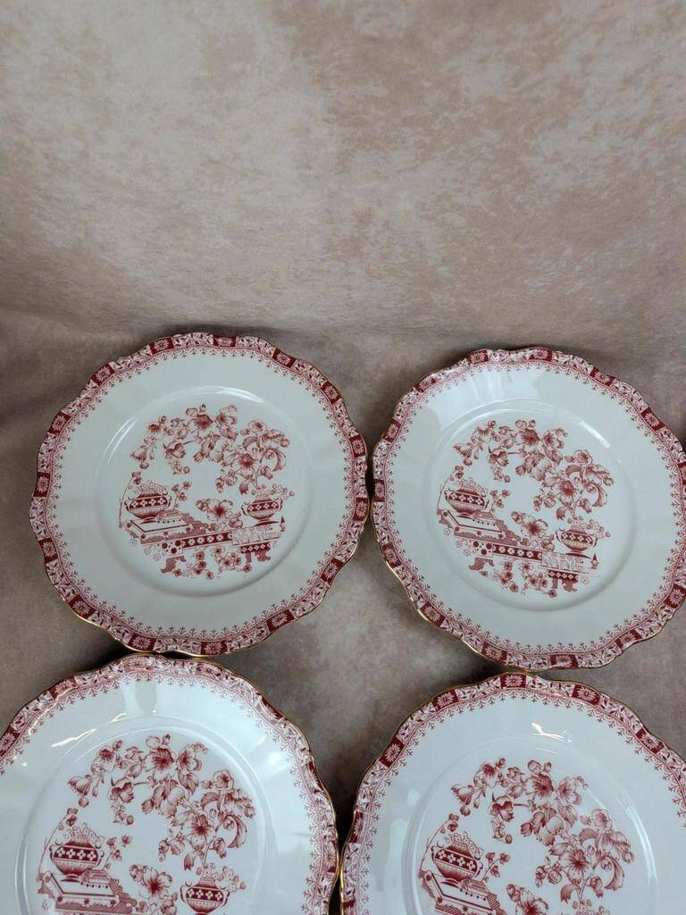 Set of 12 flat plates Seltmann Weiden Bavaria Theresia red