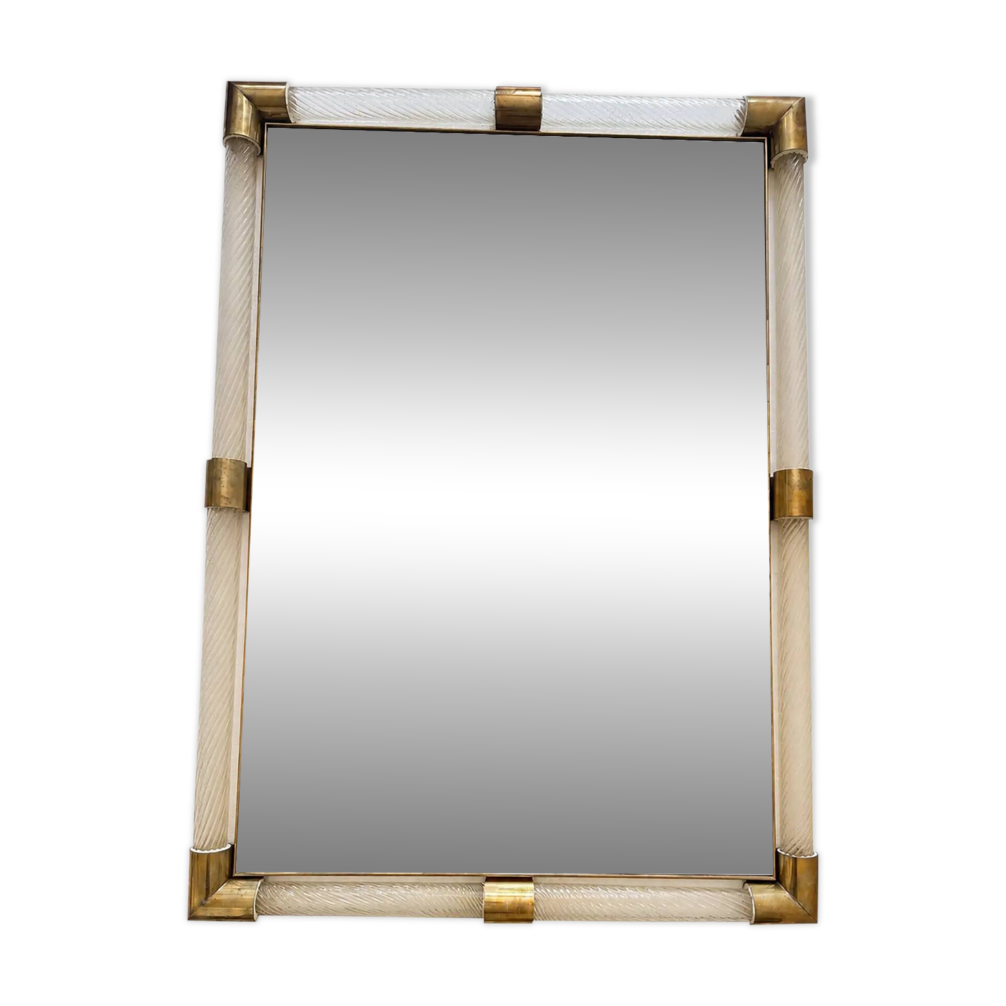 Monumental Italian Venetian “Torciglione” Torchon Murano Glass Wall Mirror