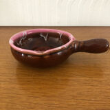 Brown and pink glazed terracotta caquelon