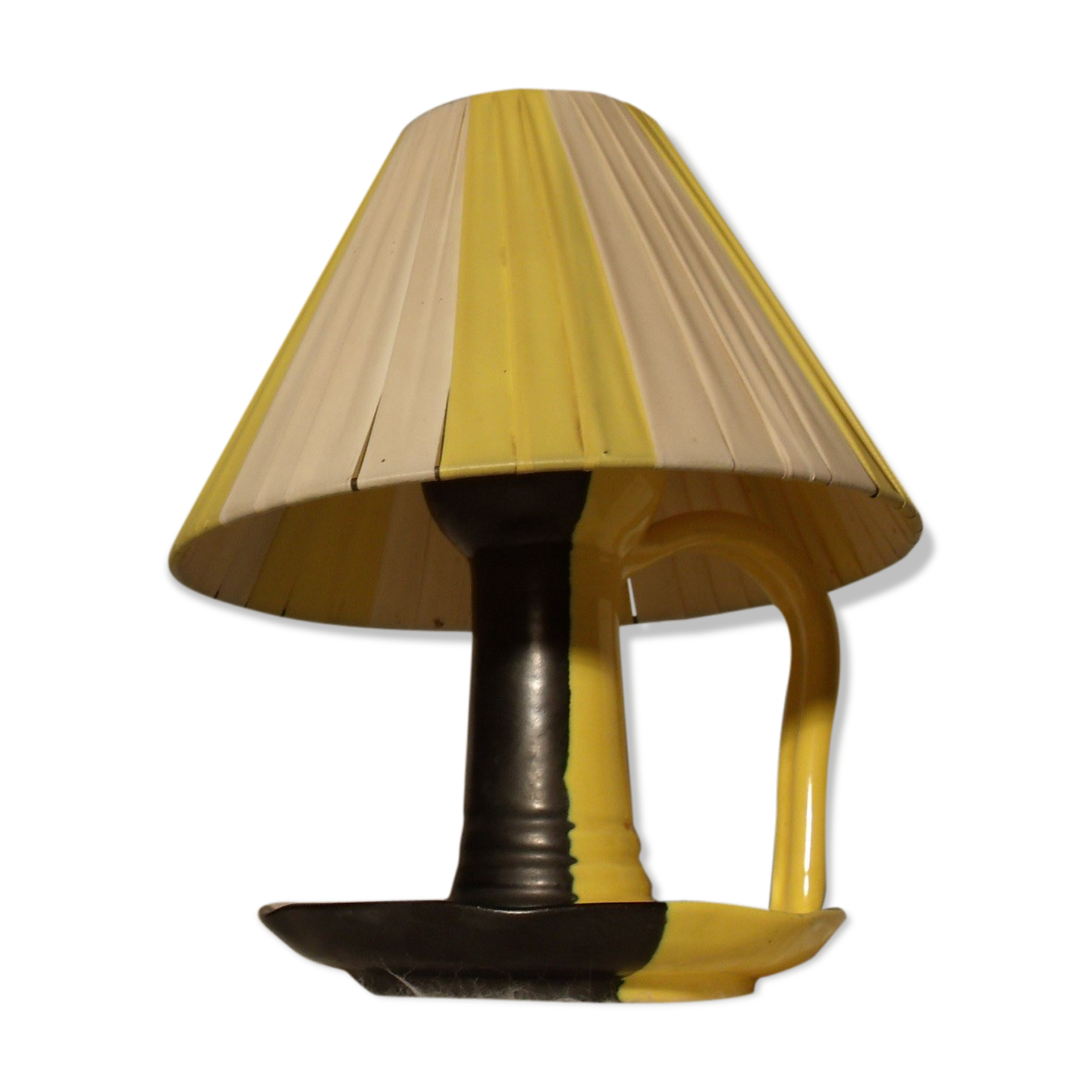 Small ceramic vintage candlestick lamp by Vallauris