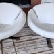Vintage Signet swivel armchair White Leather