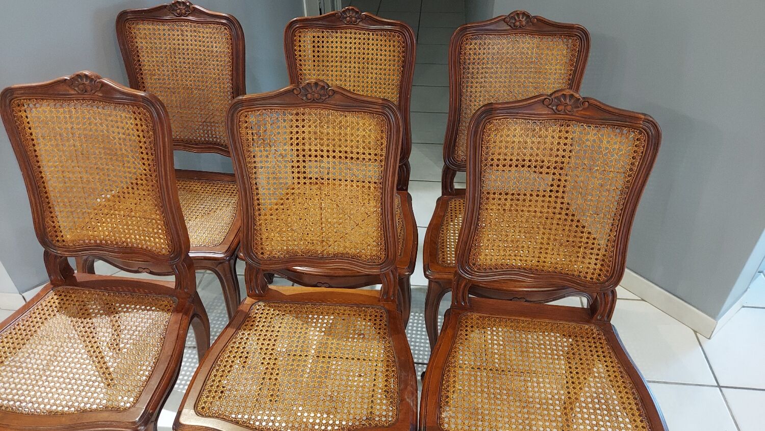 Suite of 6 chairs cans style Louis XV millieu XXeme