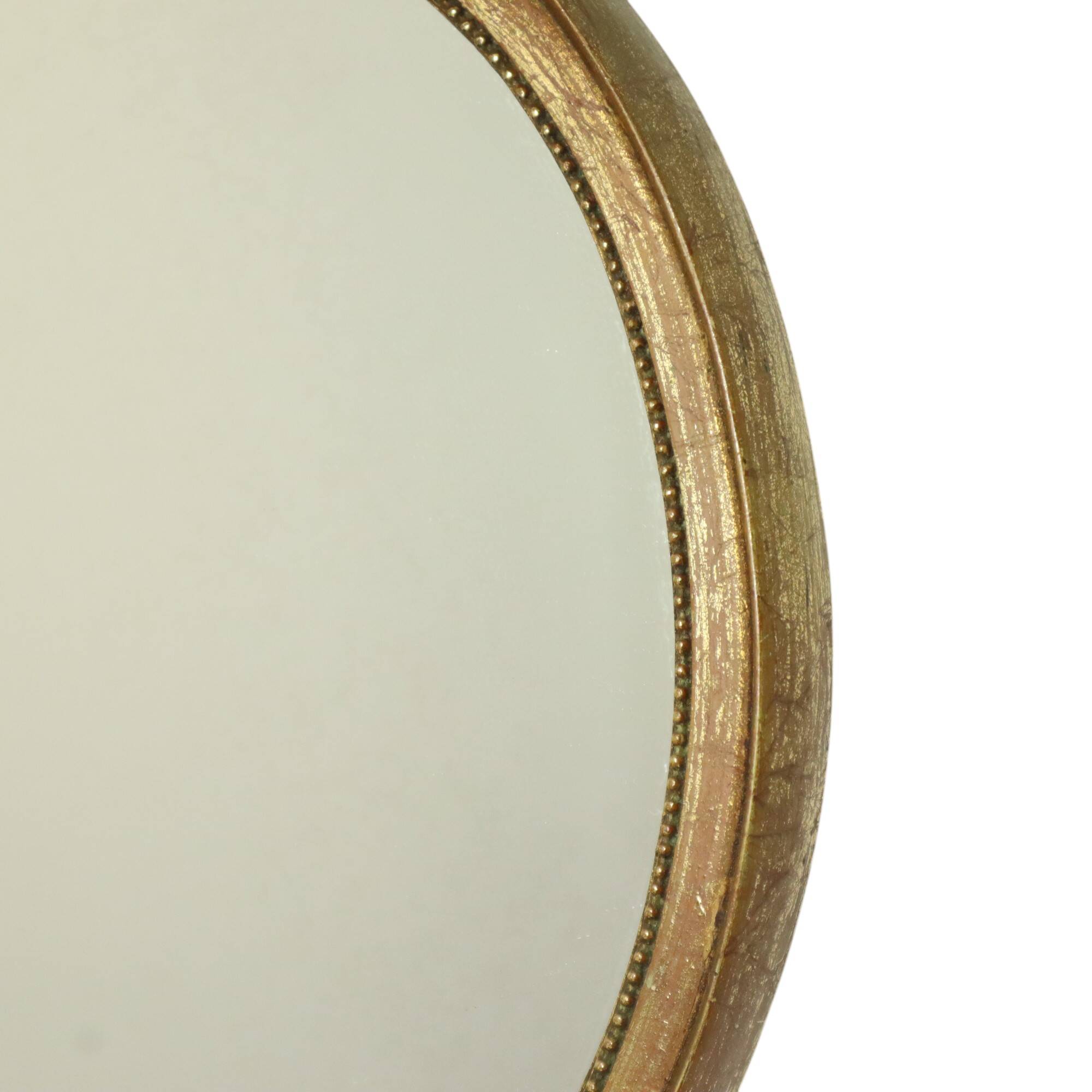 Miroir ovale vintage en résine dorée à la feuille d'or, style années 60. Classique.