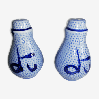 Salt shaker & Blue ceramic poivière