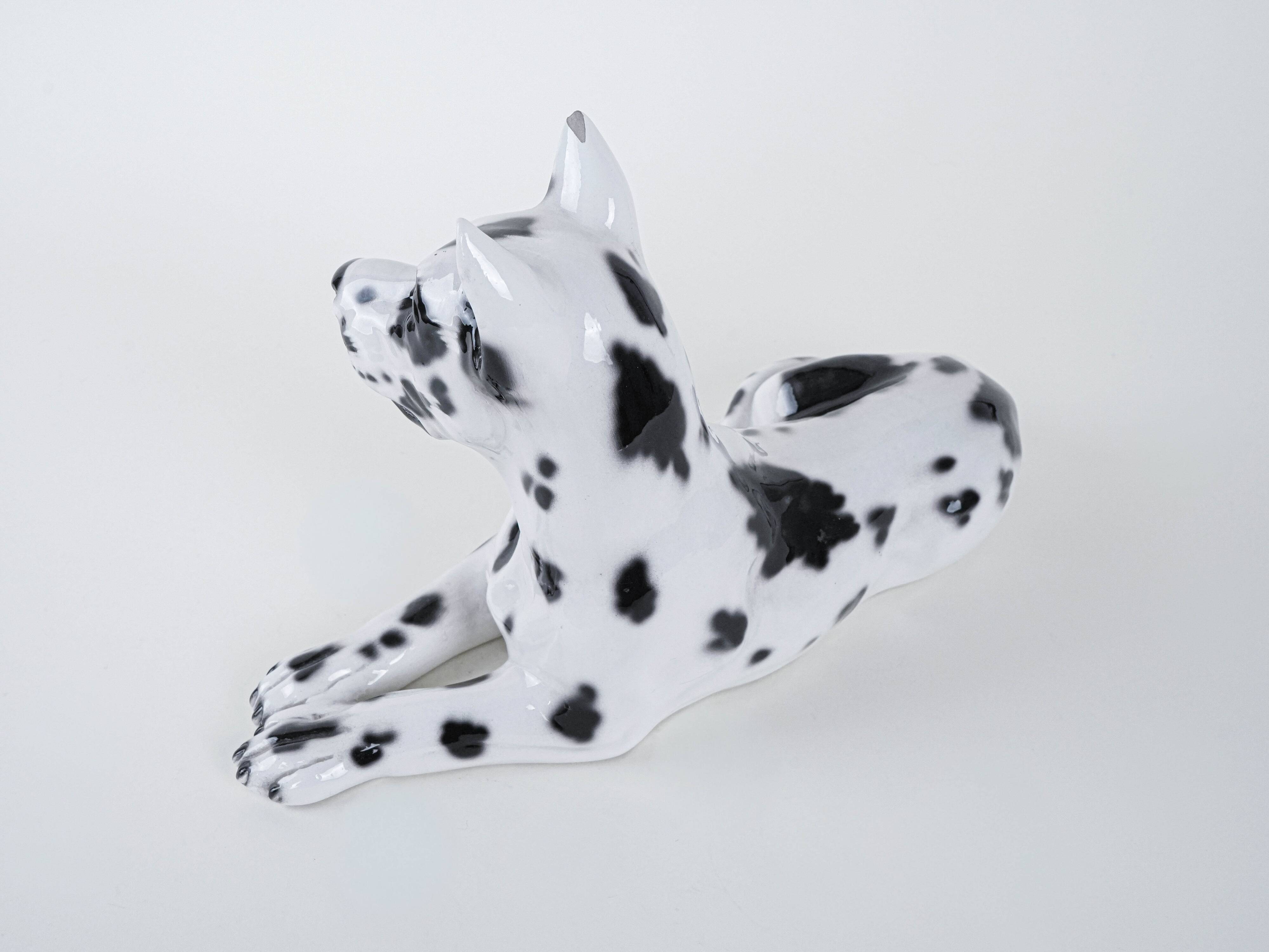 Ceramic Dog Arlekin figurine, Italian design, 1970s, made in Italy