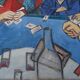 Painting The Card Players Canvas signed Nady Bachès year 60/70