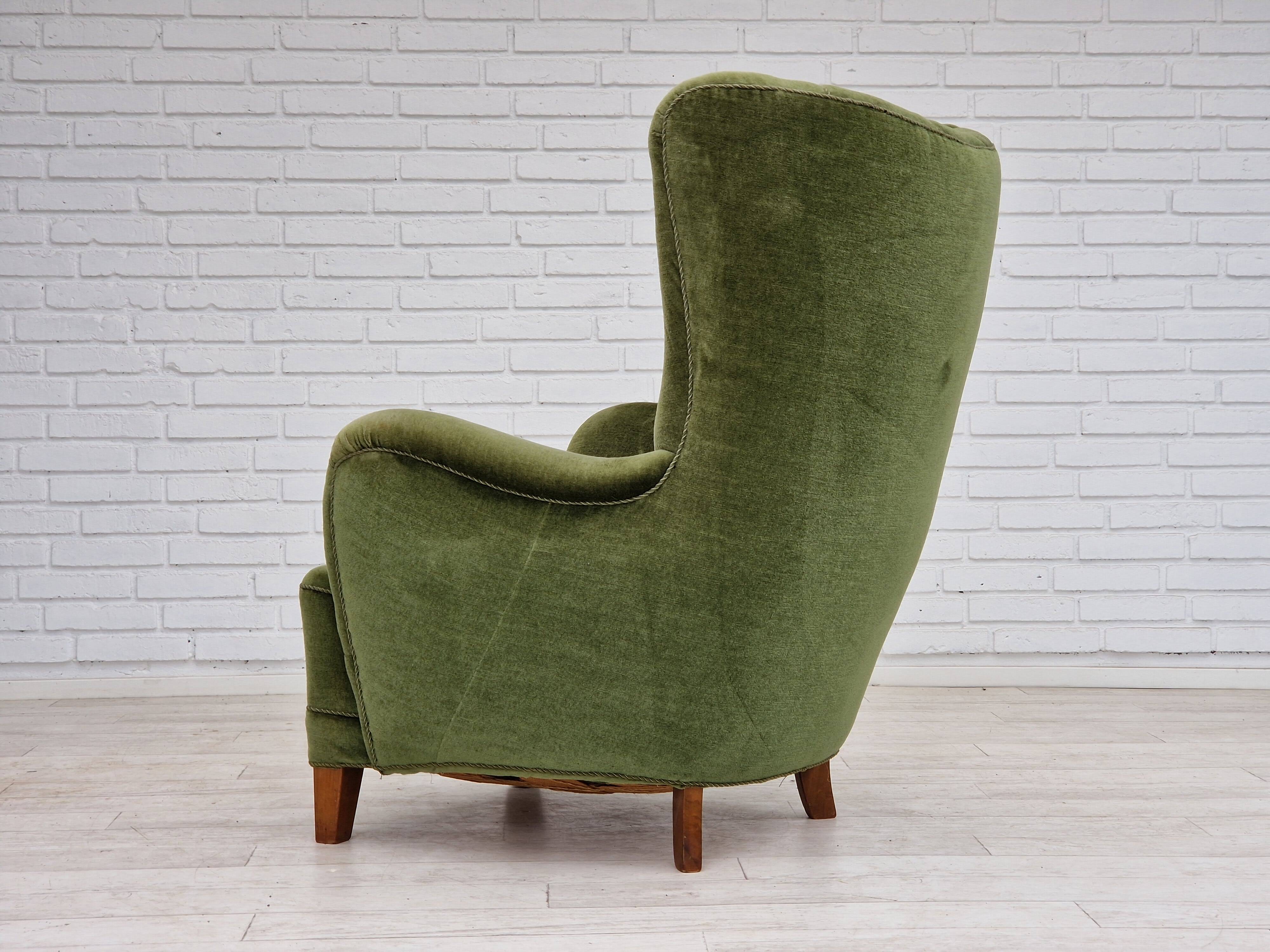 1960s, danish design, velour relax chair with footstool, original condition.
