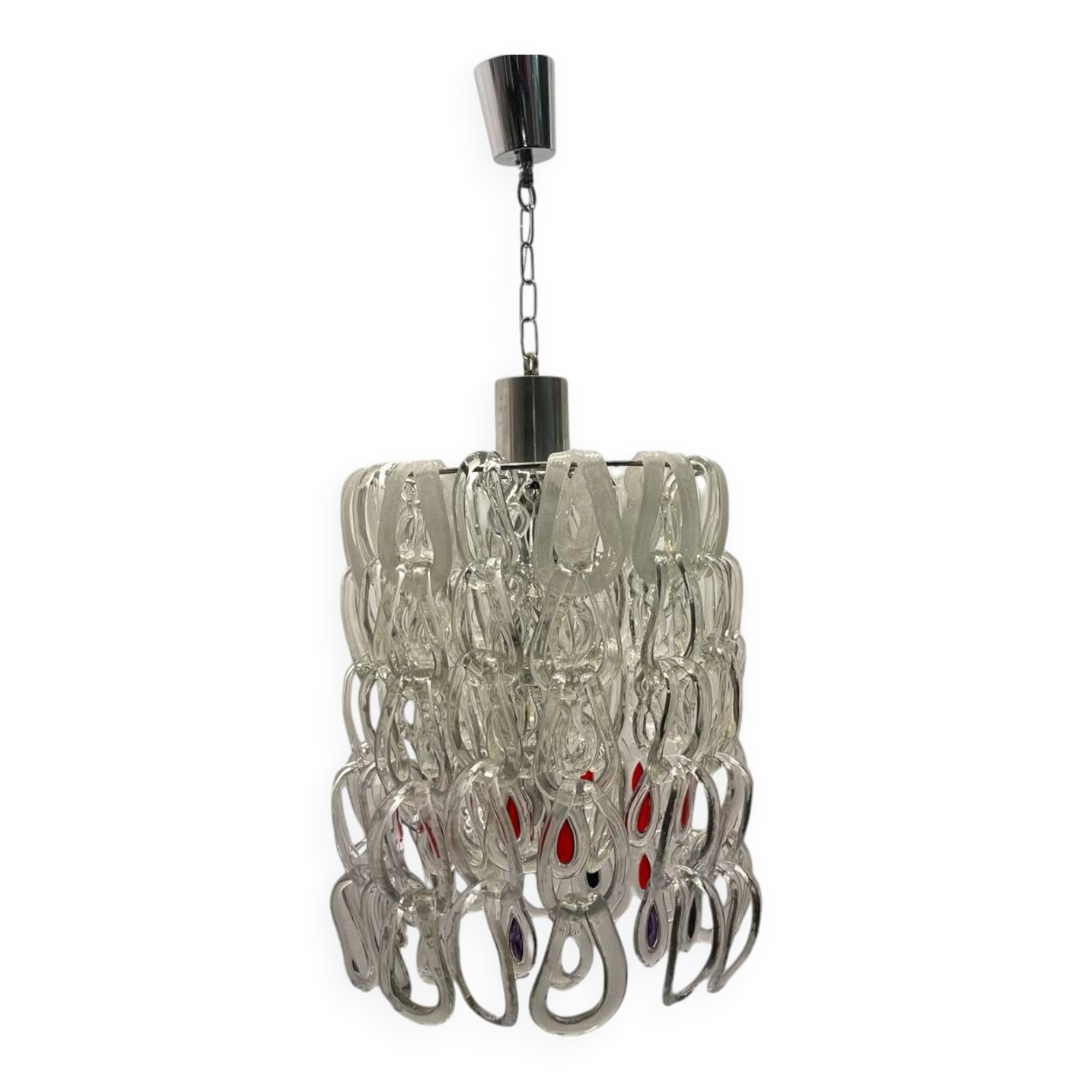 Grand lustre Murano Giogali Link par Mangiarotti Angelo 1970