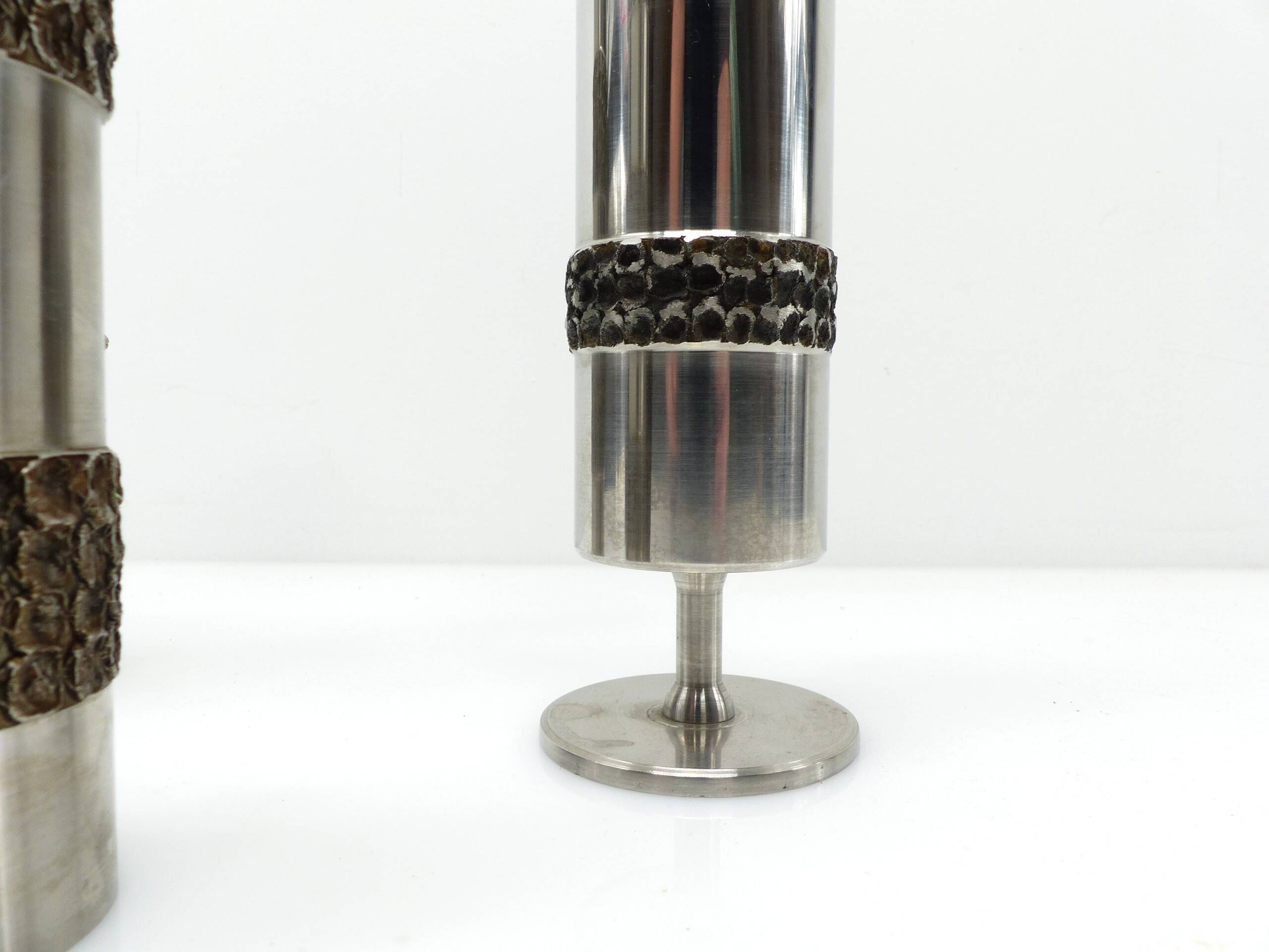 Set of three brutalist metal vases by BMF – Germany, 1970s
