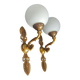 Pair of vintage brass and opaline wall lights