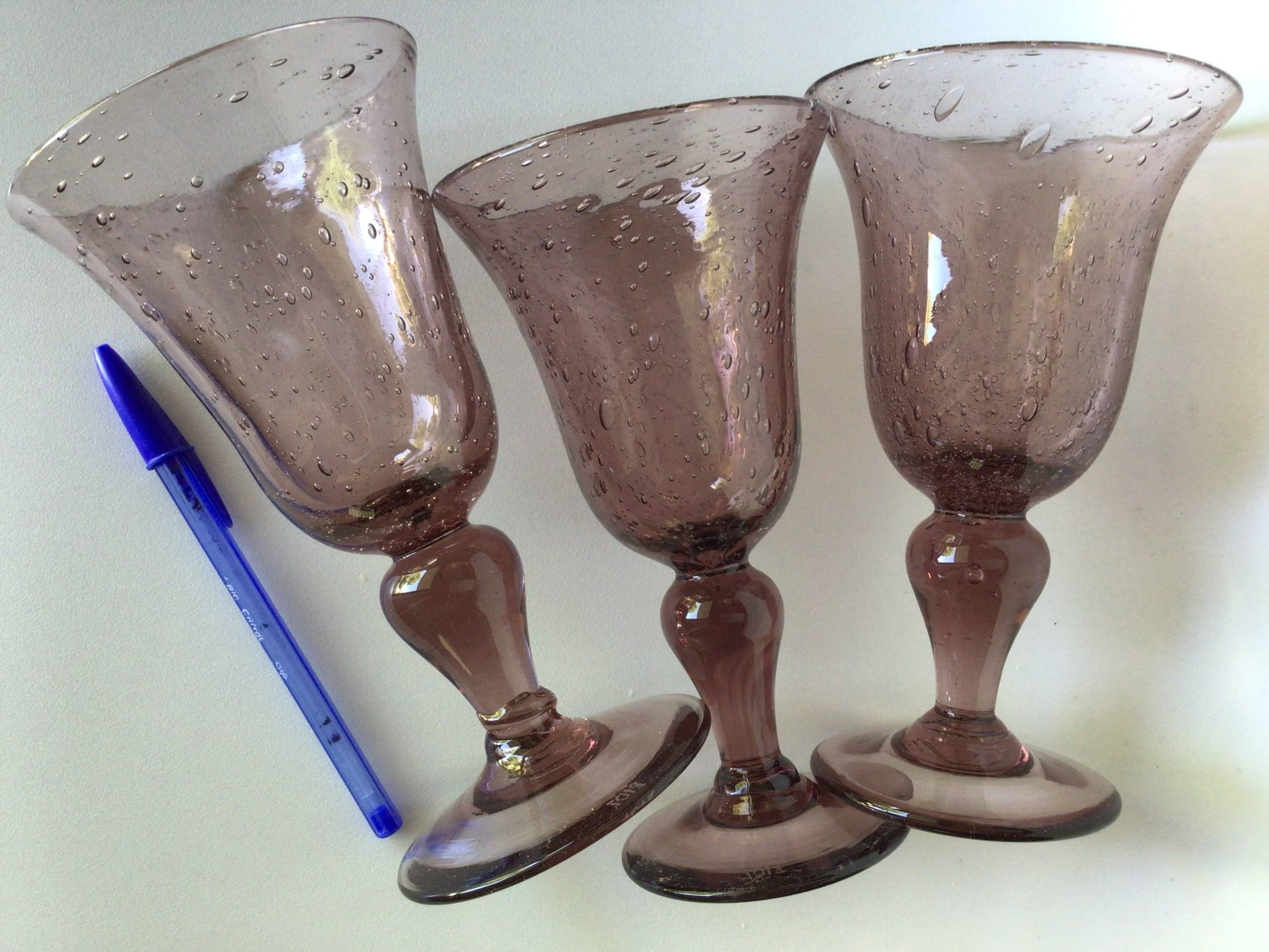 3 Biot stamped water glasses