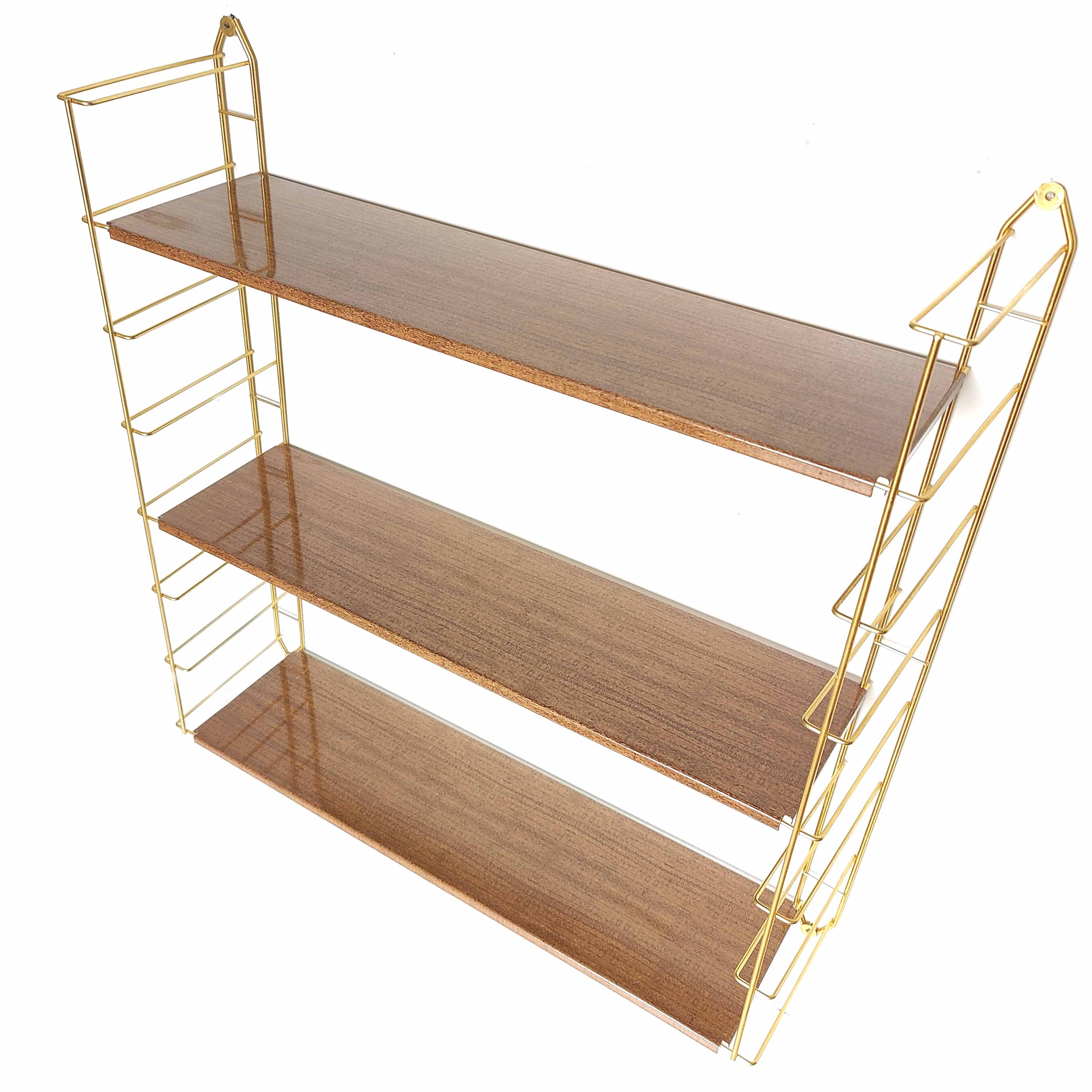 Vintage wall shelf gilded metal and wood style