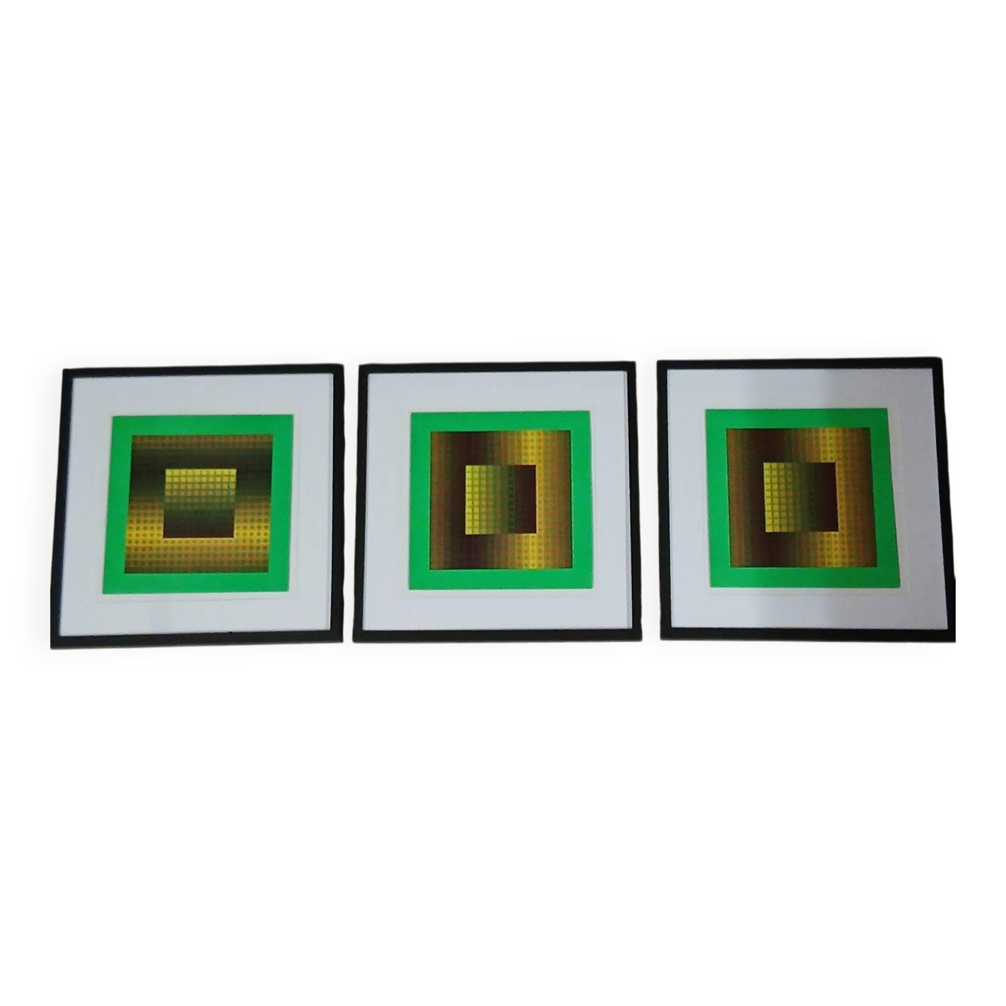 Vintage Optical Art Triptych - Victor Vasarely - Frames 40x40cm