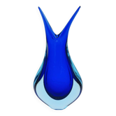 Large Murano Vase Flavio Poli Sommerso Blue Cobalt Turquoise 31.5cm