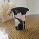 Vintage Yamaji vase in black porcelain with pastel flowers - Japan 1980s