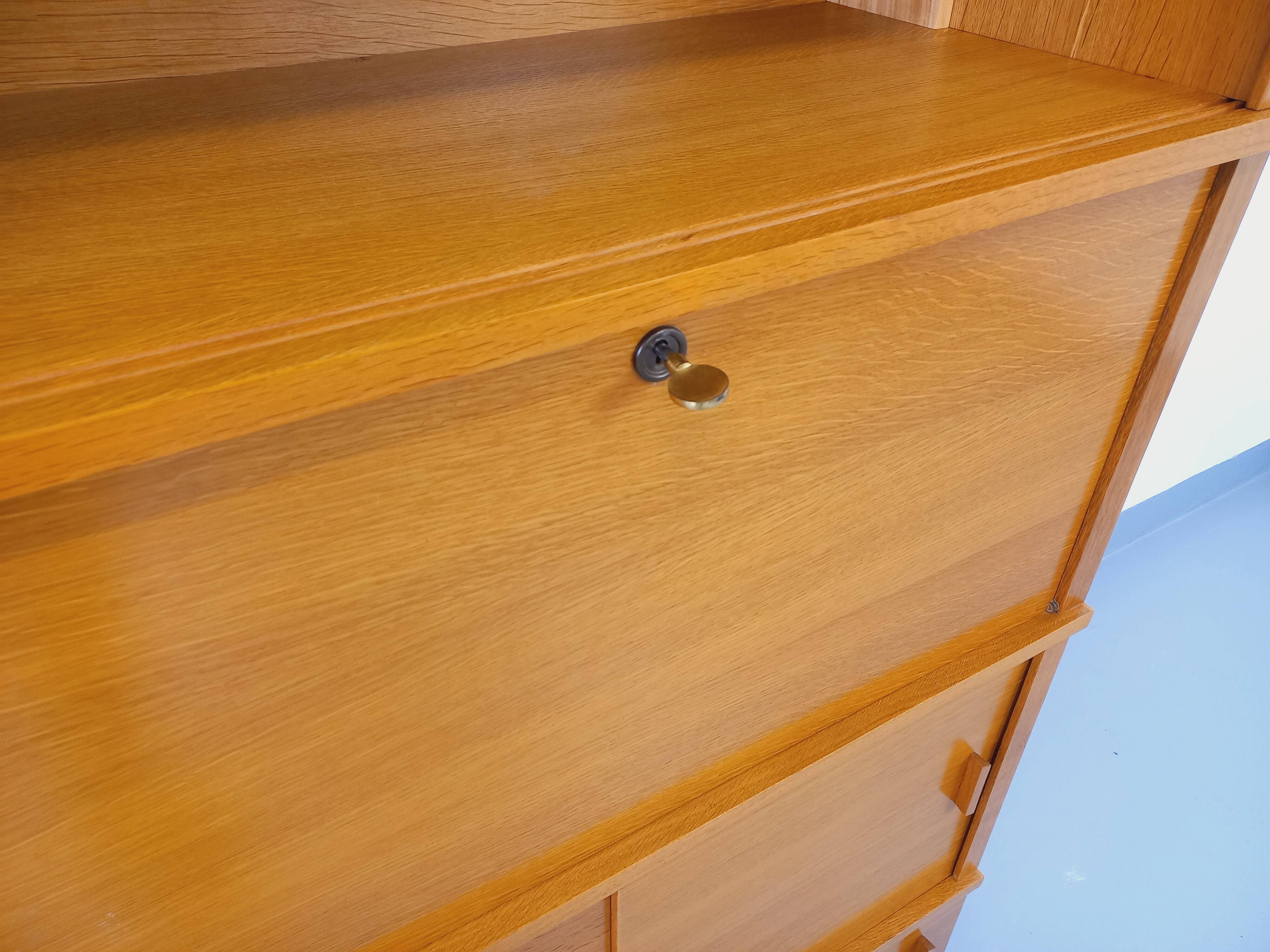 Vintage oak wood secretary bookcase storage furniture