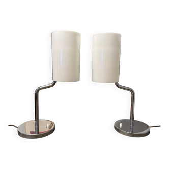 Pair of vintage chrome design lamps – MOOS Switzerland – Italian style